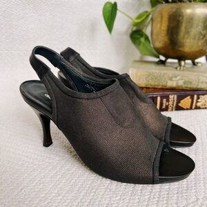 Donald J. Pliner Anya Bronze Mesh Open Toe Slingback Heeled Sandals